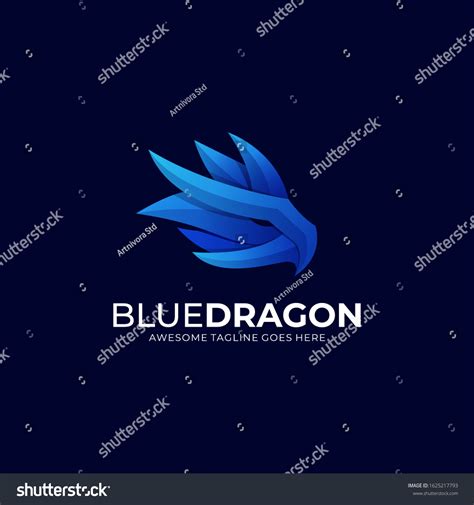 Vector Logo Illustration Blue Dragon Gradient Stock Vector (Royalty Free) 1625217793 | Shutterstock