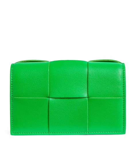 Womens Bottega Veneta Green Leather Intreccio Card Holder Harrods