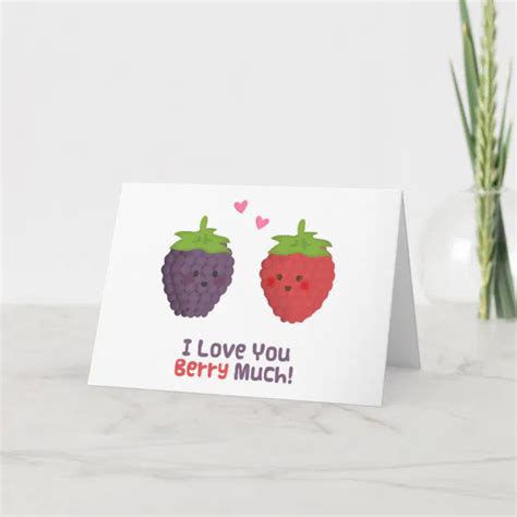 Cute Love You Berry Much Pun Humor Holiday Card Zazzle