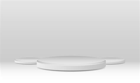 Pedestal Podium Mockup Abstract White D Vector Room With Realistic