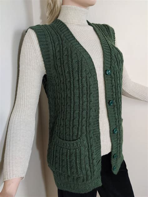 Women Knit Vest Warm Sleeveless Cardigan Wool V Neck Etsy