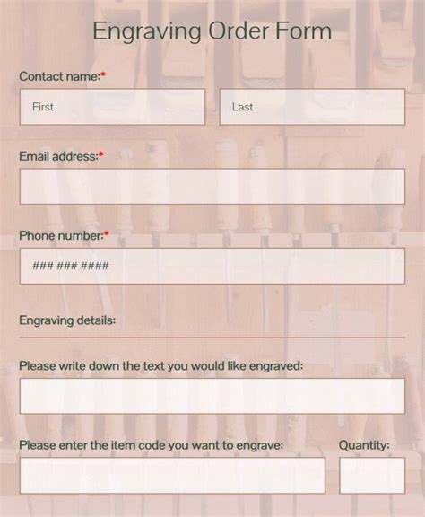 Free Online Engraving Order Form Template 123FormBuilder