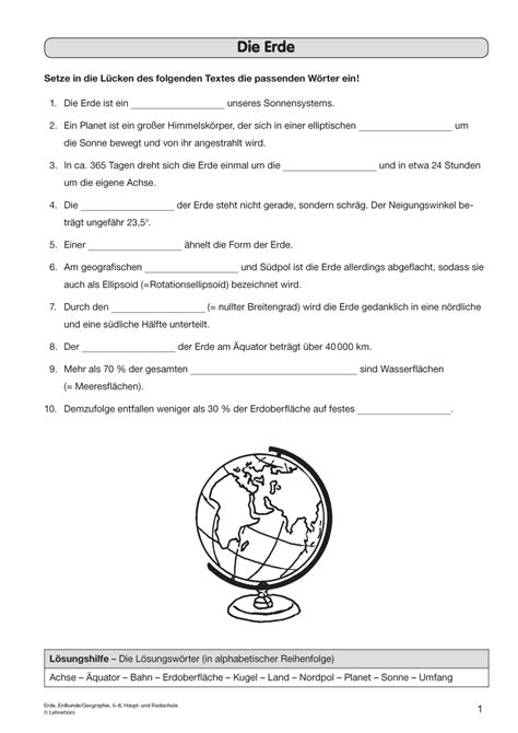 Erdkunde Geografie Arbeitsblätter Sekundarstufe I Lehrerbüro