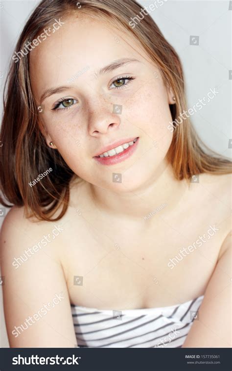 Beautiful Blondhaired 13years Old Girl Portrait Stock Photo 157735061 ...