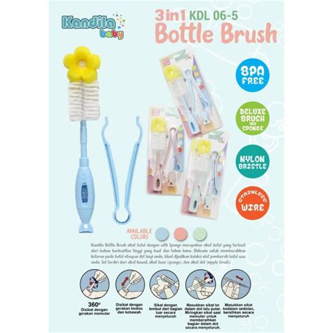 Jual Kandila Baby Bottle Brush 3in1 Sikat Botol Bayi Dan Jepitan Botol