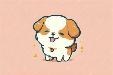 Premium Photo Cute Chibi Dog Cartoon On The Orange Background