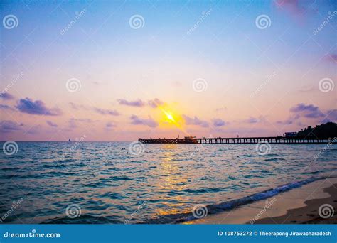 Bridge among the Sunset Sea Stock Photo - Image of sand, love: 108753272