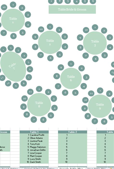 Wedding Table Template My Excel Templates