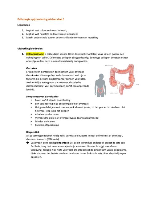 AFP Pathologie Spijsverteringsstelsel Deel 1 En 2 Pathologie