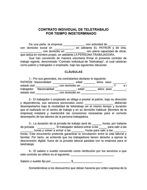 Contrato De Teletrabajo Contrato De Teletrabajo Contrato De Teletrabajo