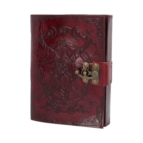 Lockable Red Leather Baphomet Embossed Journal Gothic Ts