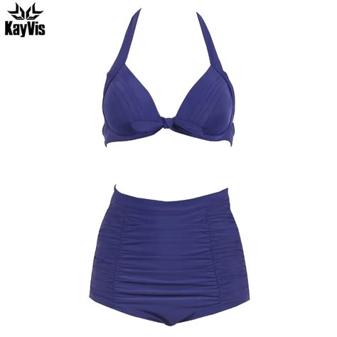 Kayvis 2019 Sexy Bikinis Women Swimsuit Push Up Swimwear Halter Solid