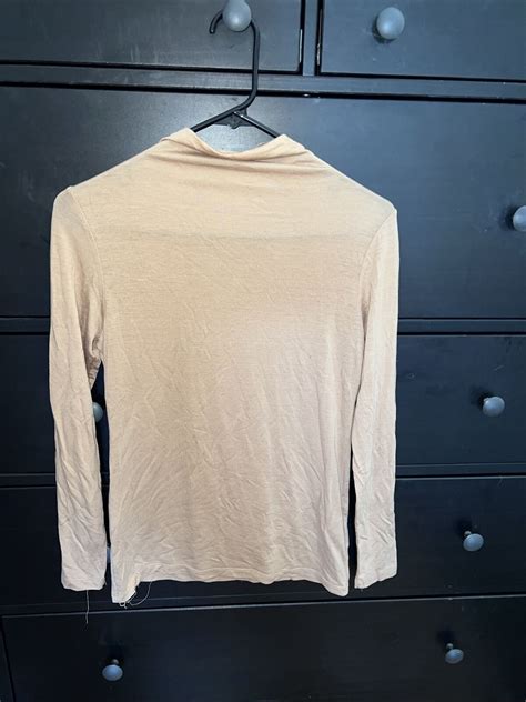 Oak Fort Nude Tan Turtle Neck Long Sleeve Size Os Gem