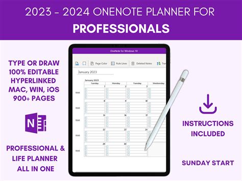 Hyperlinked Onenote Planner Onenote Template Dated 2023 2024