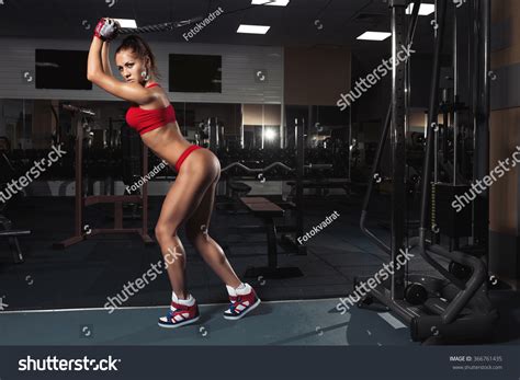 Sexy Fitness Brunette Doing Triceps Exercises Stock Photo Shutterstock