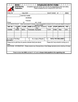 Fillable Online Marocscotland Org British Standard Entry Form