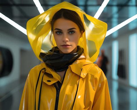 Premium Photo A Woman Wearing A Yellow Raincoat