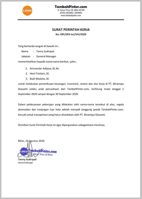 Contoh Format Surat Perintah Delinewstv