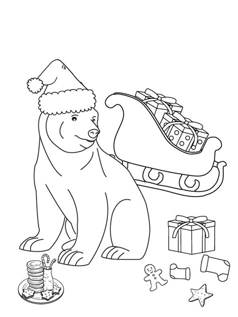 Excelente Oso Polar Navideño para colorear imprimir e dibujar