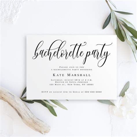 Bachelorette Invite Template Editable Digital Minimalist Bachelorette