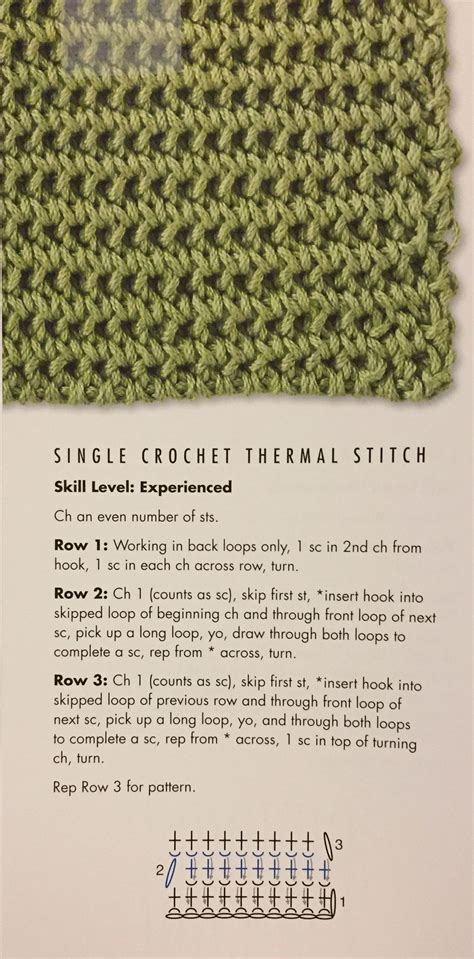 Single Crochet Thermal Stitch Crochet Knit Stitch Patterns Crochet Stitches Crochet Knit