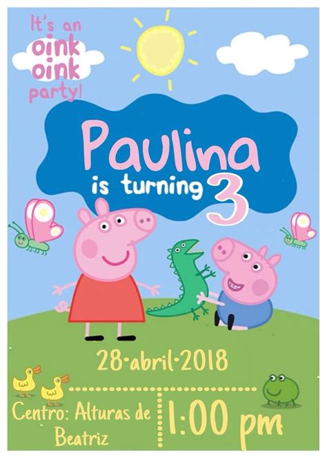 Peppa Pig Invitation Ilustraciones En Cosas Para Cumplea Os