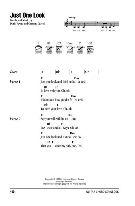 Just One Look By Linda Ronstadt Guitar Chordslyrics Guitar Instructor