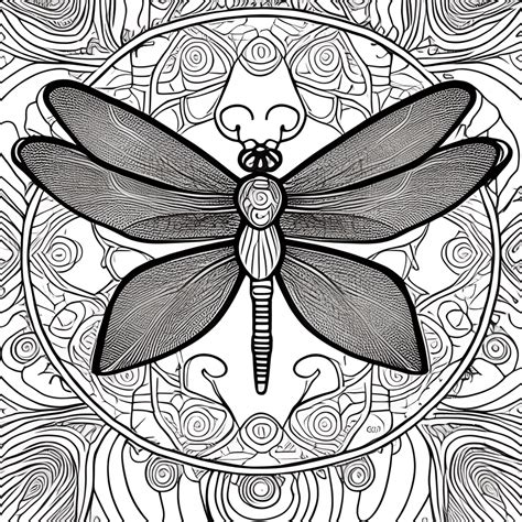 Adult Color Page Dragonfly Mandala · Creative Fabrica