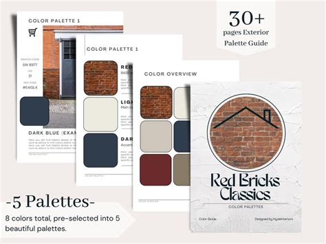 Exterior Palette Sherwin Williams Paint Red Bricks Classic Etsy