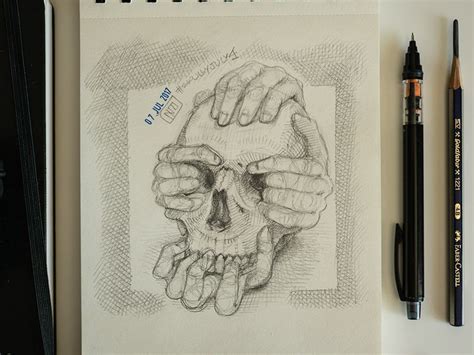 Hand Holding Skull Drawing - Drawing.rjuuc.edu.np