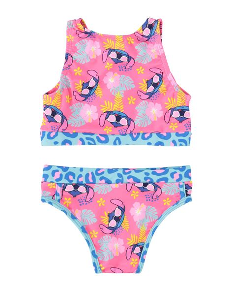 Riachuelo Biqu Ni Infantil Top E Calcinha Lilo Stitch Rosa Neon Tam