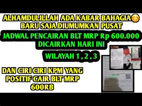 KABAR BAHAGIA TERKAIT JADWAL PENCAIRAN BLT MRP 600RB SERTA CIRI CIRI