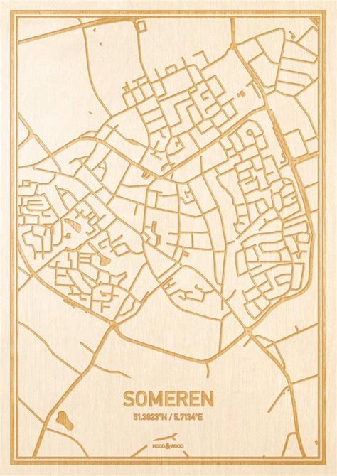 Kaart Someren Gegraveerde Stadskaart Hood Wood Hout A4 Bol