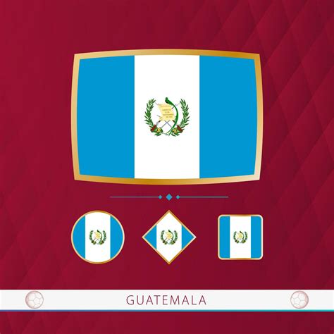 Set Of Guatemala Flags With Gold Frame For Use At Sporting Events On A