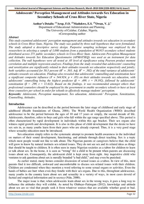 Calaméo Adolescents Perception Management And Attitudes Towards Sex