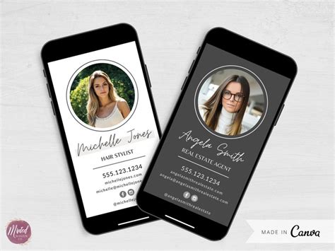 Modern Digital Business Card Design With Photo Custom Etsy