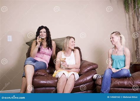 Three Women Socializing At Home Stock Photo Image Of Hanging Group