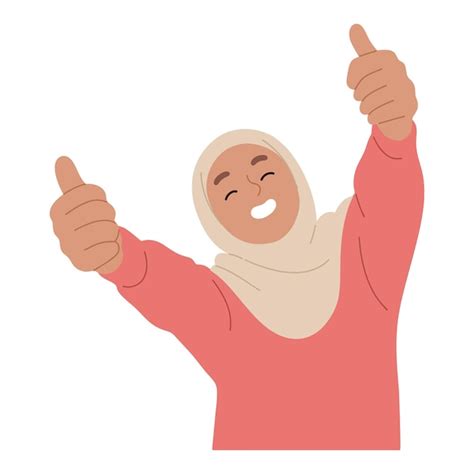 Premium Vector Young Woman In Hijab Gave Two Thumbs Up Happily