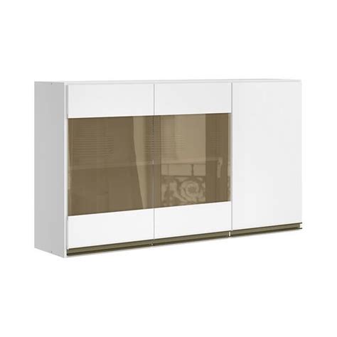 Armário Aéreo Kali Premium 120cm 2 Portas Vidro E 1 Porta Mdf