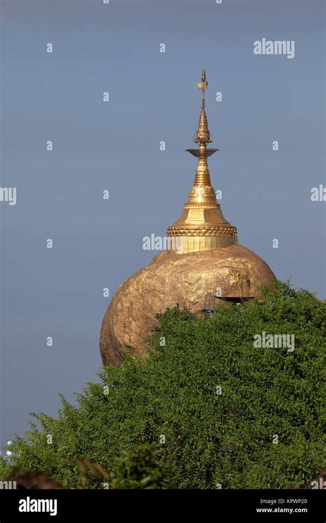 the golden rock in myanmar Stock Photo - Alamy