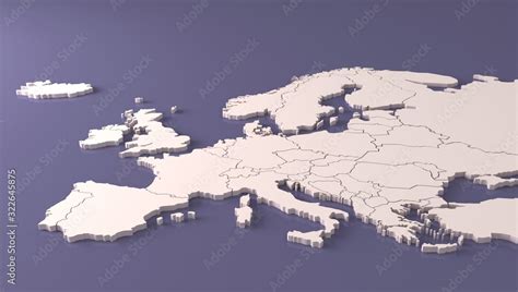 Fototapeta 3d Rendering Europe Countries Map Continent Of European