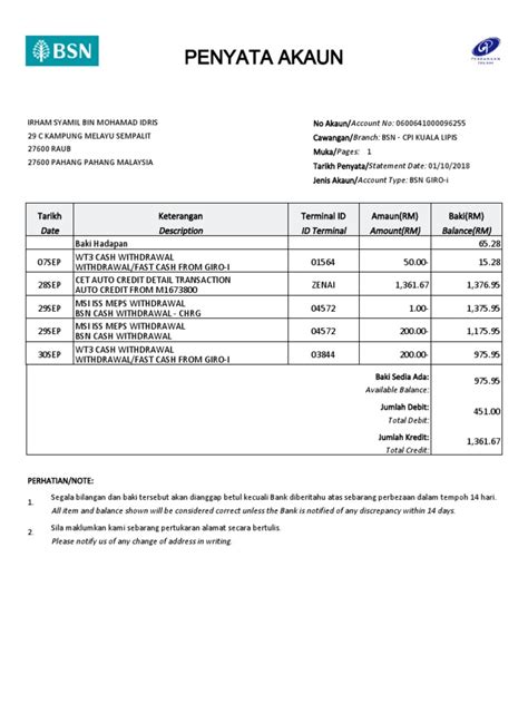 Contoh Penyata Akaun Bank Bsn Juliettaroheath