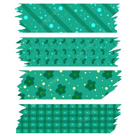 Lindo Conjunto De Colección De Cintas Washi Verdes PNG Cinta Washi