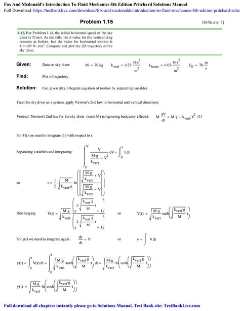 Fox And Mcdonald S Introduction To Fluid Mechanics 8th Edition