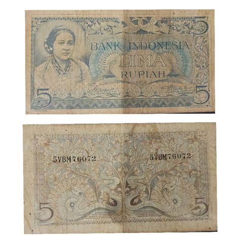 Jual Uang Kuno Indonesia 5 Rupiah Budaya 1952 Original 100 Kondisi