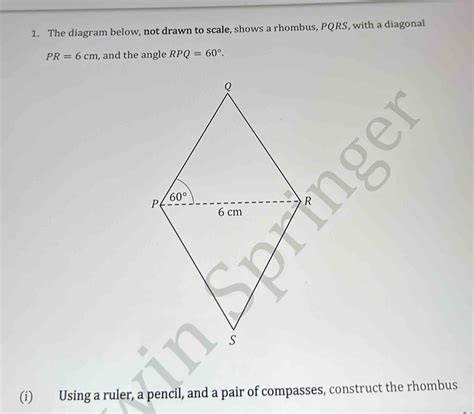 Solved The Diagram Below Not Drawn To Scale Shows A Rhombus Pqrs