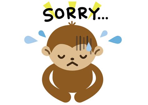 可愛いイラスト無料｜謝る 猿 − Free Illustration Apologize Monkey イラストダウンロード