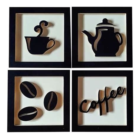 4 Quadros Cantinho Do Café Decorativo Alto Relevo Escorrega O Preço