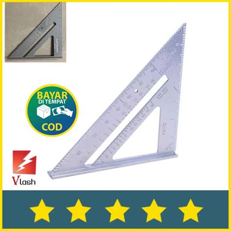 Penggaris Segitiga Siku Siku Mistar Siku Triangle Ruler Aluminium