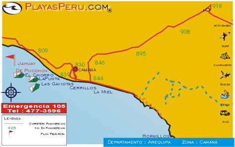 Mapa Playa De Arequipa Camana Jahuay La Punta Las Gaviotas